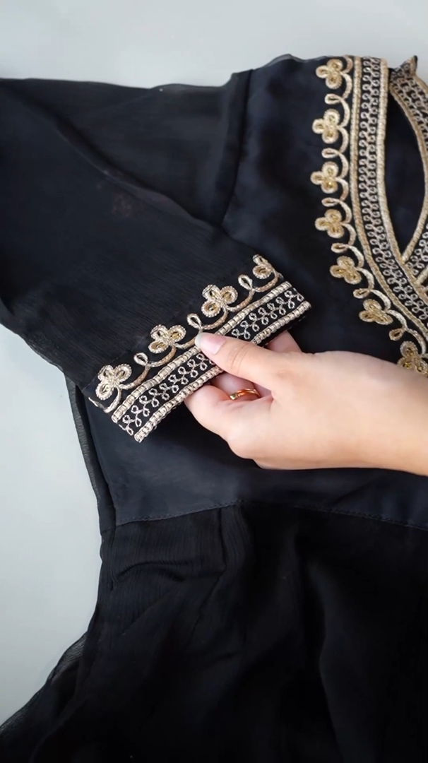Black Embroidered Angrakha Suit - image 10